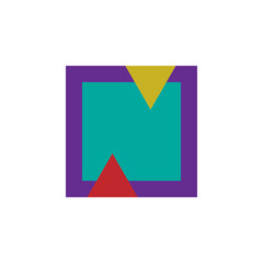 N letter logo icon sign Vintage abstract design 80s 90s Patchwork symbol emblem Modern design Cartoon children's style Fashion print clothes apparel greeting invitation card cover flyer poster banner