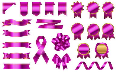 パープルリボン 紫 メダル バッジ リボン セット リアル