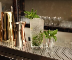 mojito cocktail on bar counter