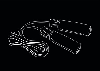 Skipping rope on black background
