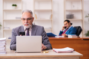 Two employees working in the office