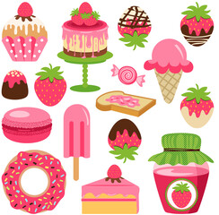 Fun package of strawberry with set digital elements