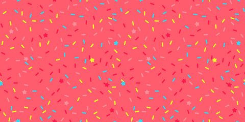 Sprinkle vector seamless pattern. Doughnut and ice cream dessert cute background.