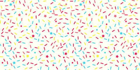 Fototapeta na wymiar Sprinkle vector seamless pattern. Doughnut and ice cream dessert cute background.
