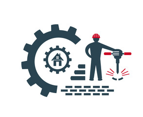 Vector illustration, logo, icon, for industrial, construction and repair work.