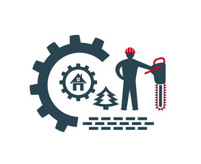 Vector illustration, logo, icon, for industrial, construction and repair work.