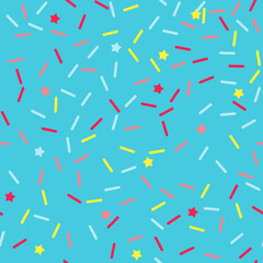 Sprinkle vector seamless pattern. Doughnut and ice cream dessert cute background.