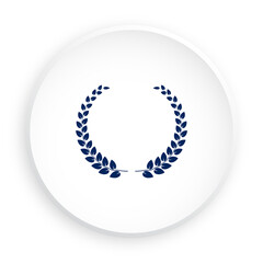 laurel wreath icon, award of winner of competition with olive branch in neomorphism style for mobile app. Button for mobile application or web. Vector on white background