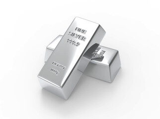 Shiny Pure Silver Bar - 3D Illustration