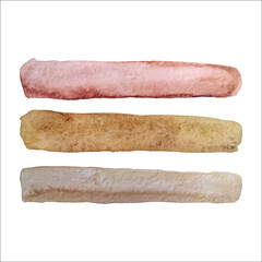 Set of watercolor brush stroke isolated on white background. Vector illustration for grunge design. Hand painted watercolor texture.