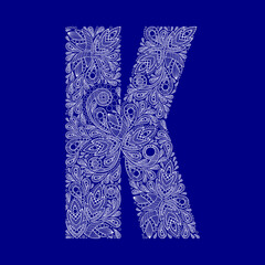 Capital letter K. Original font for covers, inscriptions, titles, backgrounds, etc.