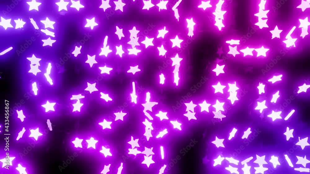 Poster abstract festive background light bulbs with star shape on plane. multi-colored stars rotate. vj loo