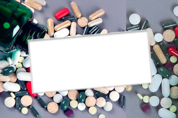 Collage of various Pharmaceutical medicine pills, tablets and capsules.