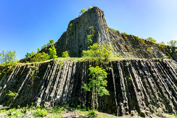 Hegyestu geological basalt cliff in kali basin hungary near Koveskal