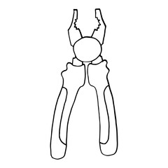 Combination pliers - hand drawn vector illustration, single isolated object.