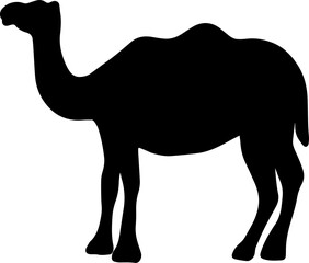 camel silhouette cartoon illustration in black