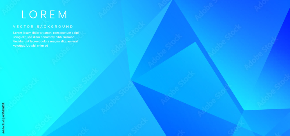 Aufkleber banner web design abstract blue gradient geometric overlapping with copy space for text.