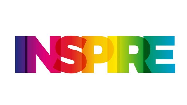 The word Inspire. Animated banner with the text colored rainbow.