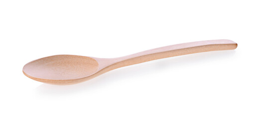 Wooden spoon on isolated white background