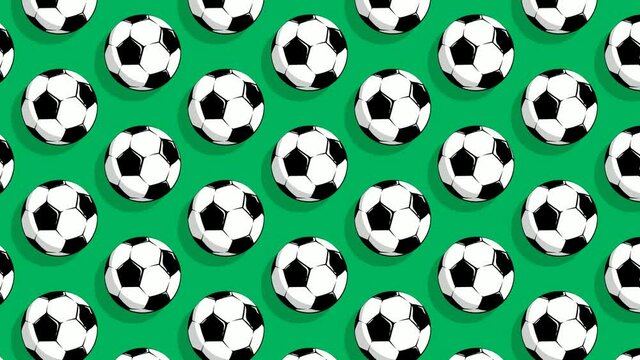 animated seamless pattern with soccer balls. Team sports, active lifestyle. Ornament for background decoration. Design element. Looped video