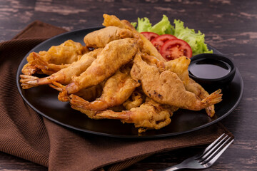 Batter-fried prawns