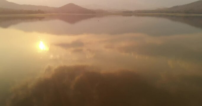 Beautiful sunset view at Huai Pa Daeng lake in Phetchabun, Thailand