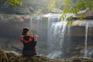 Asian women wearing Thai traditional dress , Thailand