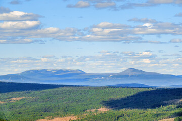 Aerial landscape view at mountains at Idre in Sweden