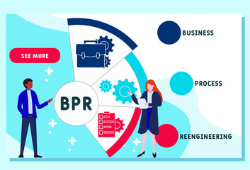 Vector website design template . BPR - Business Process Reengineering acronym. business concept. illustration for website banner, marketing materials, business presentation, online advertising.