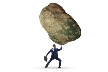 Businessman under burden in business concept