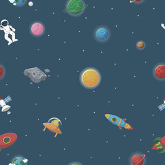Obraz na płótnie Canvas Galaxy pattern cartoon style. Astronaut with