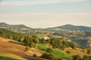 Fototapeta na wymiar Countryside, summer landscape near Modena, Emilia-Romagna, Italy. 