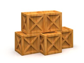 Pile of Stacked Sealed Goods Wooden Boxes