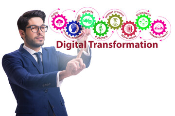 Businessman in digital transformation concept