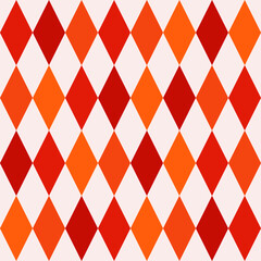 Citrus rhombuses pattern. Vector orange diamonds or rhombuses. Seamless checkered rhombs.