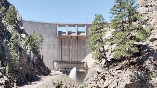 Strontia Springs Dam - Water flowing from the outlet