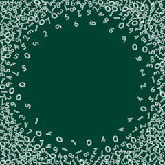 Falling handdrawn chalk numbers. Math study concept with flying digits. Good-looking back to school mathematics banner on blackboard background. Falling numbers vector illustration.