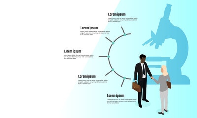 drug research, development of new drugs and genetic tests, business deal vector, background.