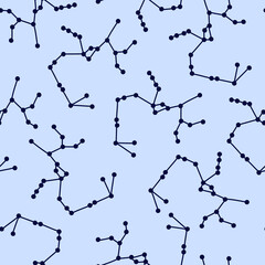 Sagittarius zodiac sign on the hand darwn illustration, vector signs, constellation, seamless pattern