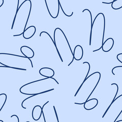 Capricorn zodian sign with constellation on the vector hand drawn illustration	, seamless pattern