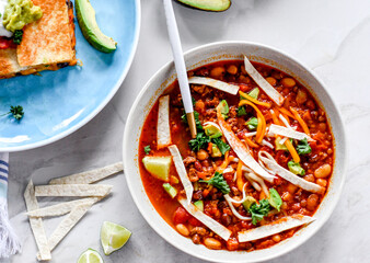Mexican Tortilla Soup Food Styling