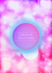Purple cover with liquid neon shapes. Luminous fluid. Fluorescent background  with bauhaus gradient.