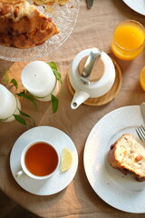 Luxury tableware beautiful table setting at home