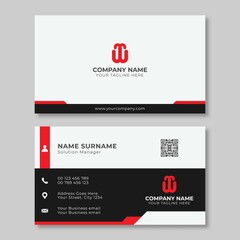 Fototapeta premium Professional red and black white business card template
