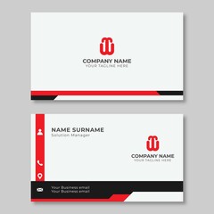 Professional red and black white business card template