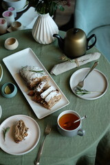 Luxury tableware beautiful table setting at home