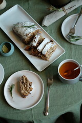 Luxury tableware beautiful table setting at home