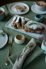 Luxury tableware beautiful table setting at home