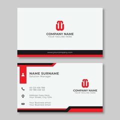Professional red and black white business card template