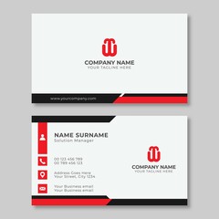 Professional red and black white business card template